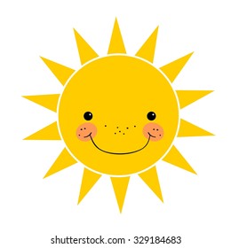 Cute smiling sun isolated on white background