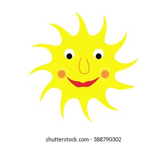 Cute smiling sun isolated on white background