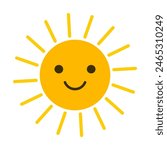 Cute smiling sun. Summer vector illustration.