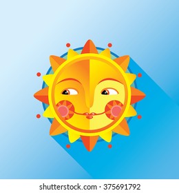 Cute smiling sun in vector