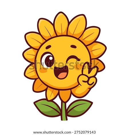 Cute Smiling Sunflower Cartoon Character