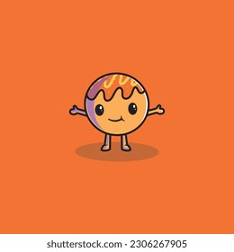 cute smiling takoyaki cartoon illustration