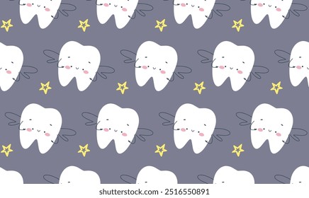 Cute Smiling Teeth Seamless Pattern