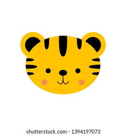 Cute smiling tiger face. Vector