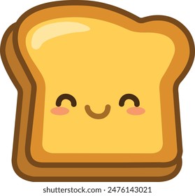 Cute smiling toast character in a kawaii style
