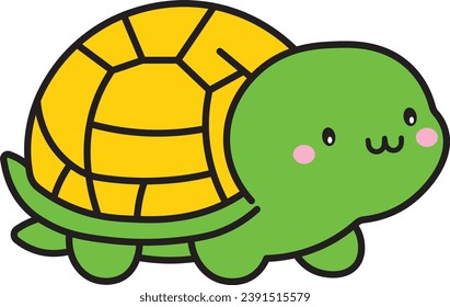 Cute Smiling Tortoise Cartoon Vector Illustration