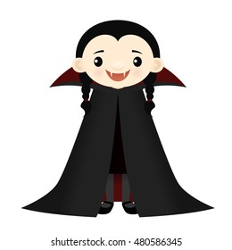 Cute smiling vampire girl