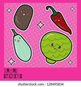 Cute smiling vegetables. Cute meal vector illustration