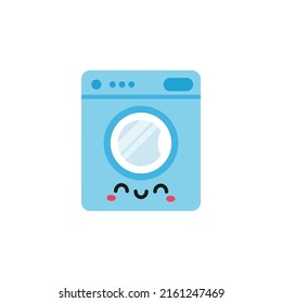 Cute smiling washing machine cartoon. Happy character vector illustration