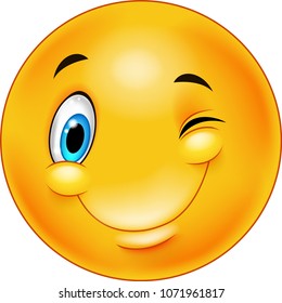 Cute Smiling Winking Emoticon Stock Vector (Royalty Free) 1071961817 ...