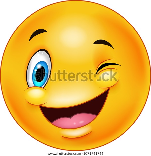 Cute Smiling Winking Emoticon Stock Vector (Royalty Free) 1071961766 ...