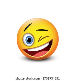 Cute Lächeln und Winken Emoticon, Emoji - Vektor-Illustration