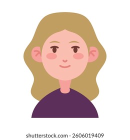 Cute Smiling Woman Avatar in Vector Style