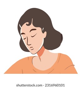 cute smiling woman profile portrait isolated