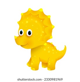 Cute Smiling Yellow Dinosaur Friendly Reptile, Kids Illustration. Funny dino clip art, character design for kids. Vector character colorful cartoon for children.