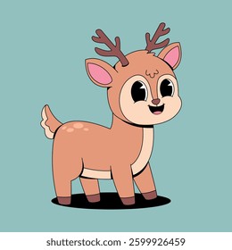 Cute smilling deer retro cartoon