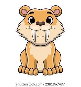 Cute smilodon cartoon on white background