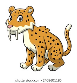 Cute smilodon cartoon on white background
