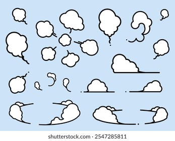 Cute smoke illustration material set of simple lines
