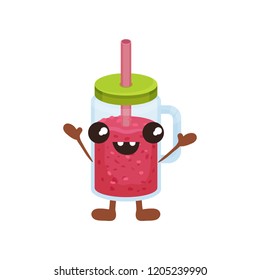 Cute smoothie cartoon character with smiling face vector Illustration on a white background