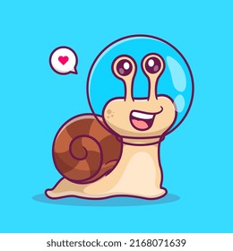 Cute Snail Astronaut Cartoon Vector Icon Illustration. Animal Science Icon Concept Isolated Premium Vector. Flat Cartoon Style