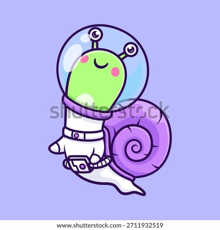 Cute Snail Astronaut Cartoon Vector Icon Illustration. Animal Science Icon Concept Isolated Premium Vector. Flat Cartoon Style