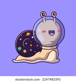 Cute Snail Astronaut with Space Shell Cartoon Vector Icon Illustration. Animal Science Icon Concept Isolated Premium Vector. Flat Cartoon Style