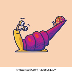 cute snail carrying bug on his shell. animal flat cartoon style illustration icon premium vector logo mascot suitable for web design banner character