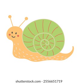 Cute snail. Cartoon character isolated on white background.