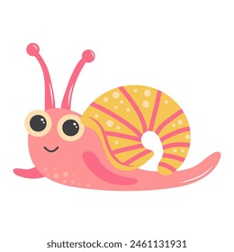 Cute snail. Cartoon character. Marine life. Sea animal isolated on white background.