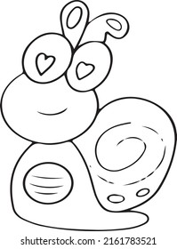 caricatura de caricatura de caracol lindo con icono de la concha dibujos animados de animales pequeños en la naturaleza aislados