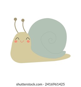 Cute snail cartoon character with shell icon cartoon small animal illustration. Vector illustration cartoon flat icon isolated on white background.