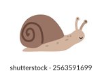 Cute snail cartoon clipart. Snail vector illustration in flat style. Hand-drawn wild animal concept