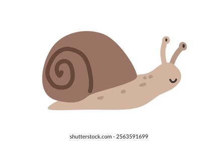 Cute snail cartoon clipart. Snail vector illustration in flat style. Hand-drawn wild animal concept