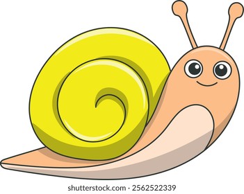 Cute snail cartoon. Flat vector illustration. Wild life animals. Cute animal on white background