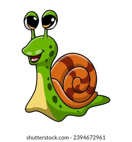 Cute snail cartoon on white background