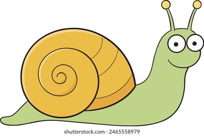 Cute snail, cartoon style Funny Drawing  Isolated Illustration