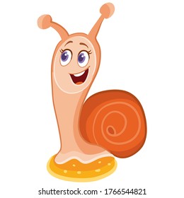 cute snail in cartoon style, isolated object on white background, vector illustration, eps