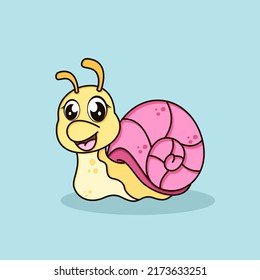 Cute snail cartoon vector icon illustration. flat cartoon style