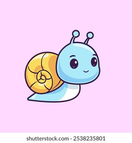 Cute Snail  Cartoon Vector Icon Illustration. Animal Nature Icon 
Concept Isolated Premium Vector. Flat Cartoon Style