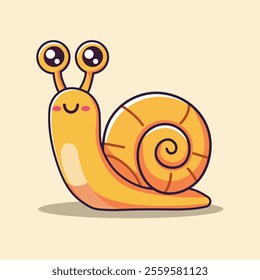 Cute Snail Cartoon Vector Icon Illustration. Animal Nature Icon Concept Isolated Premium Vector. Flat Cartoon Style