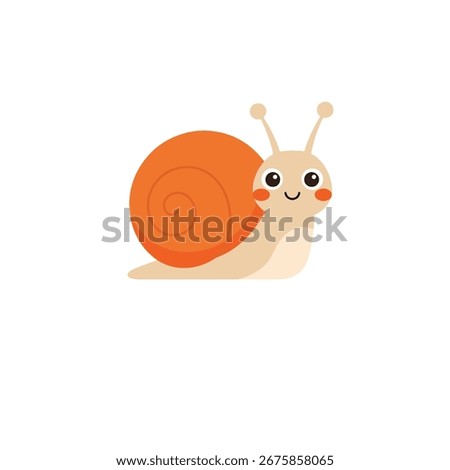 Cute Snail Cartoon Vector Illustration – Smiling Orange Shell Snail Character for Kids Design