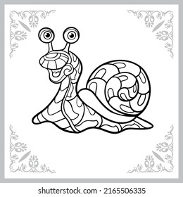 cute snail cartoon zentangle arts. isolated on white background.
