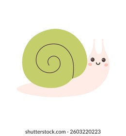 Cute snail character. Design for cards, fabric, wrapping, scrapbooking, wallpaper. Vector illustration in flat style