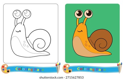 Personajes lindos del caracol para colorear. Aprenda sobre animales y colores, archivos en formato Vector.