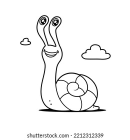 Cute snail coloring page vector cartoon illustration