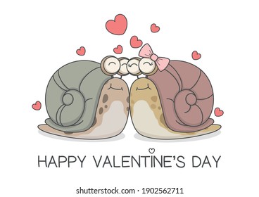cute snail couple valentines day