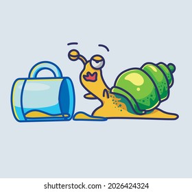 cute snail drink a beer on glass drunk. animal flat cartoon style illustration icon premium vector logo mascot suitable for web design banner character