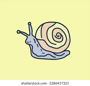 Cute Snail hand drawn style, Hand drawn snail animal illustration design