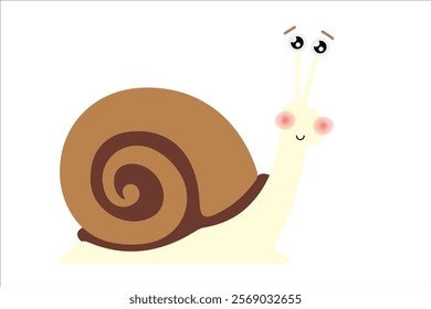 Cute snail. Helix pachya. Vector simple color flat illustration.